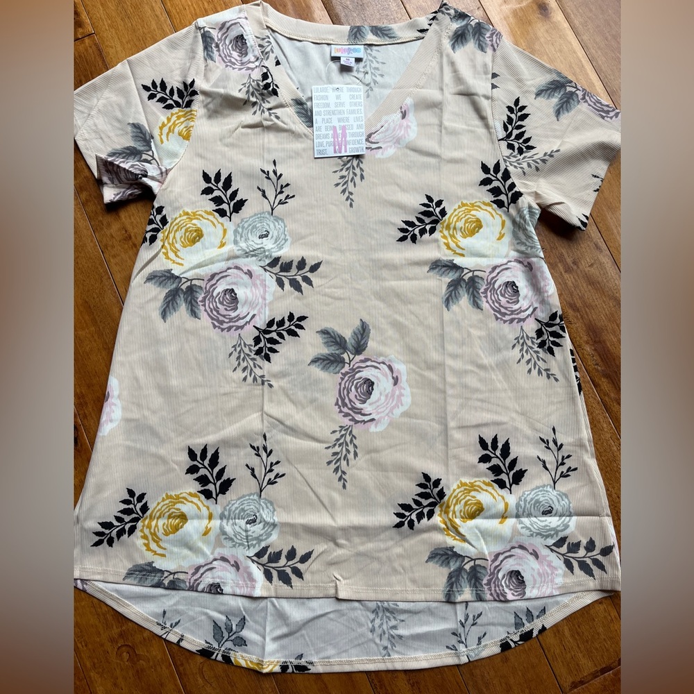 NWT Lularoe Christy T Floral Beige Women's Top